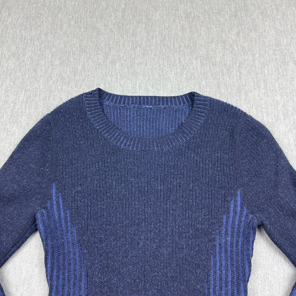 Lululemon Sweater Womens 2 Blue Feeling Balanced Knit Pullover Merino Wool Soft‎